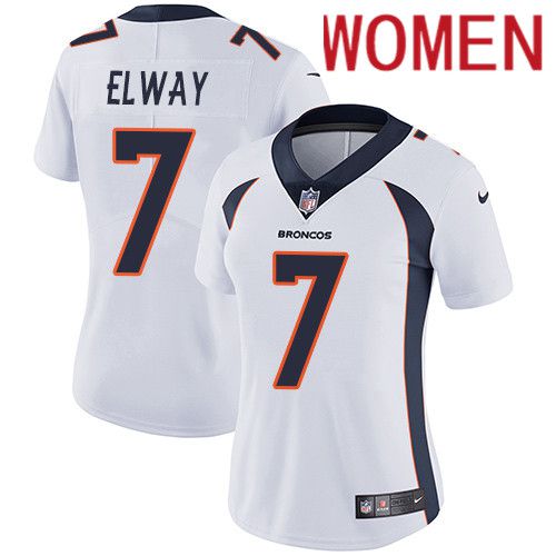 Women Denver Broncos #7 John Elway White Nike Vapor Limited NFL Jersey->women nfl jersey->Women Jersey